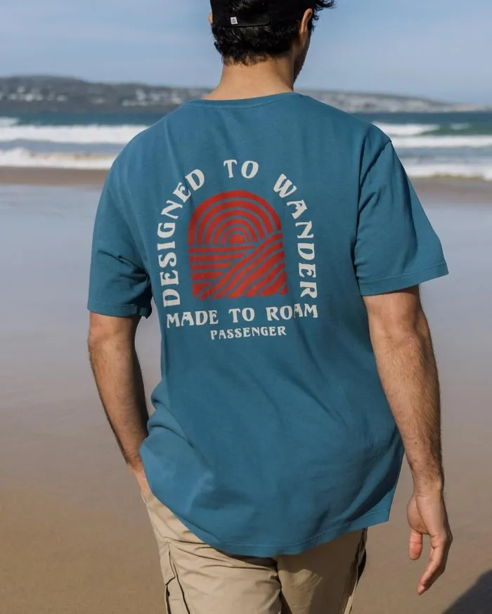 Men Tops Passenger Sundown Recycled Cotton TShirt Blue Steel Blue Steel