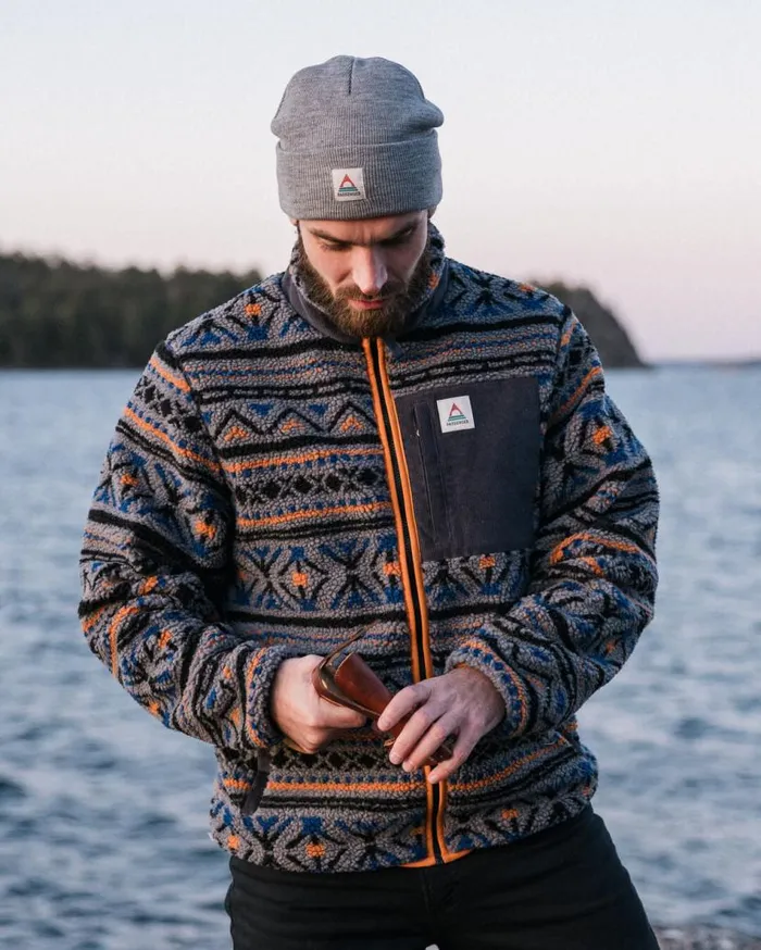 Men Tops Passenger Trekker Recycled DeepPile Sherpa Fleece Nordic Geo Grey Nordic Geo Grey