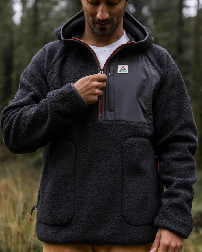 Men Tops Passenger Ventura 12 Zip Recycled Sherpa Fleece Black Black