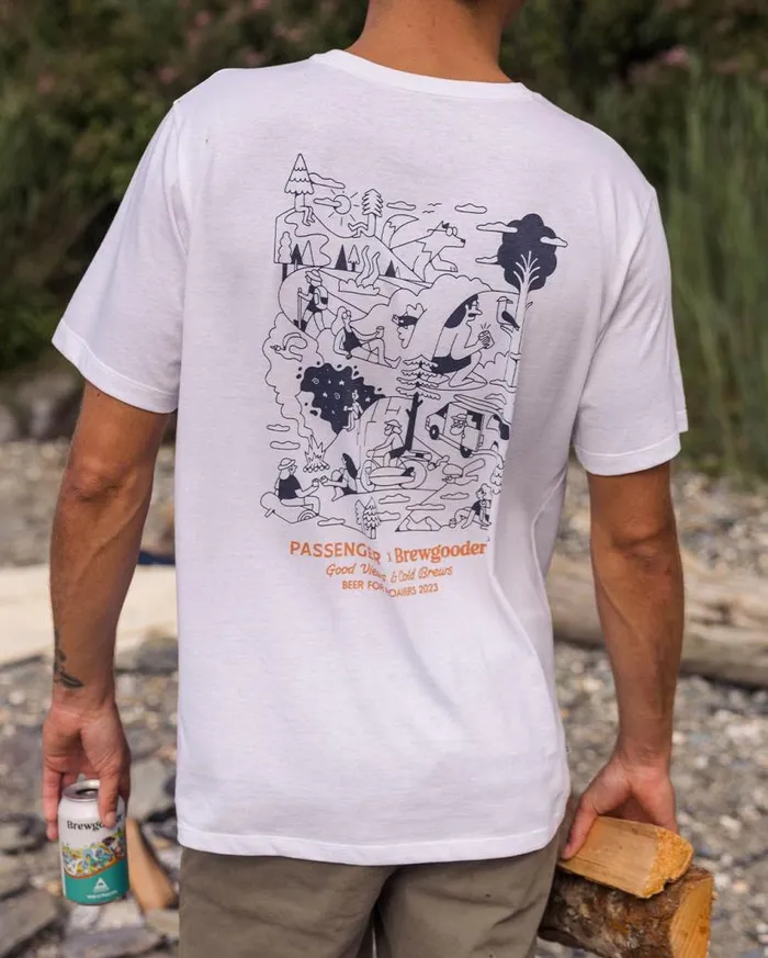 Men Tops Passenger Views and Brews TShirt Passenger X Brewgooder White White