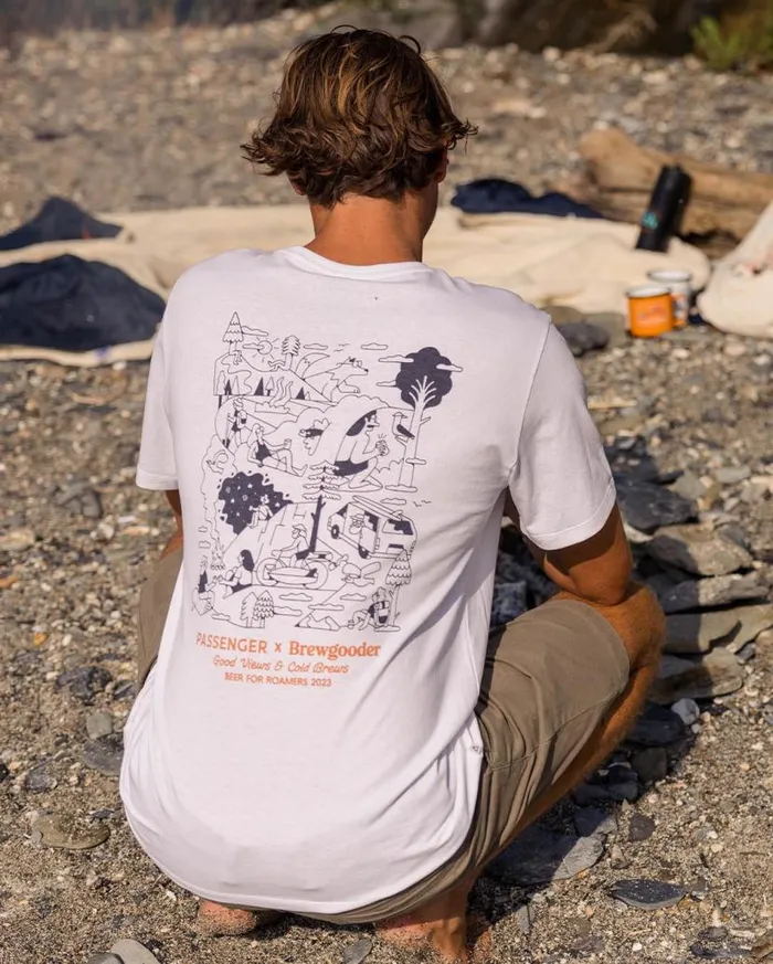 Men Tops Passenger Views and Brews TShirt Passenger X Brewgooder White White