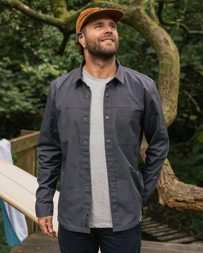 Men Tops Passenger Way Organic Cotton Ripstop Shirt Charcoal Charcoal