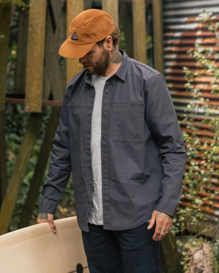 Men Tops Passenger Way Organic Cotton Ripstop Shirt Charcoal Charcoal