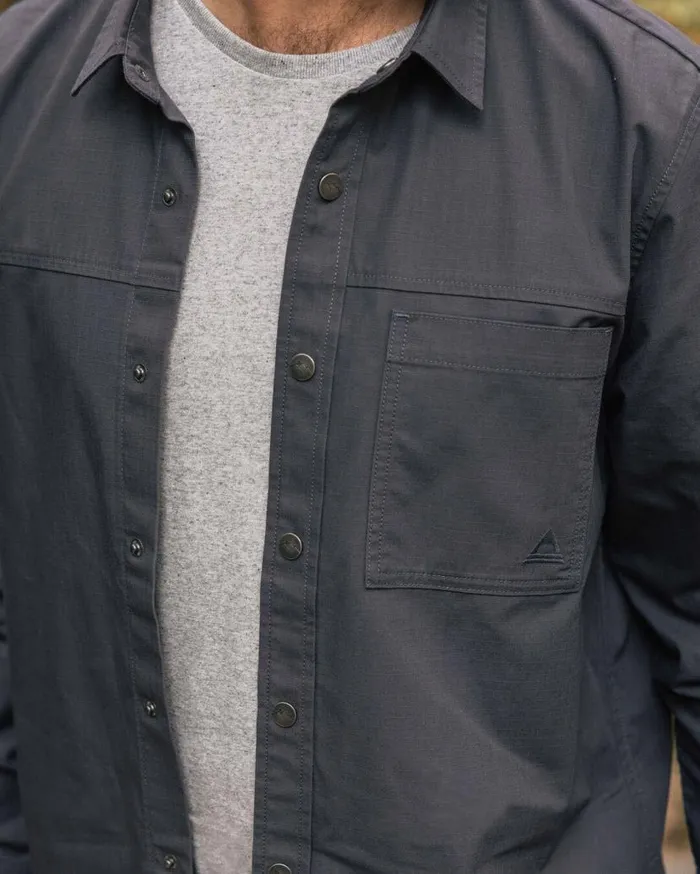 Men Tops Passenger Way Organic Cotton Ripstop Shirt Charcoal Charcoal