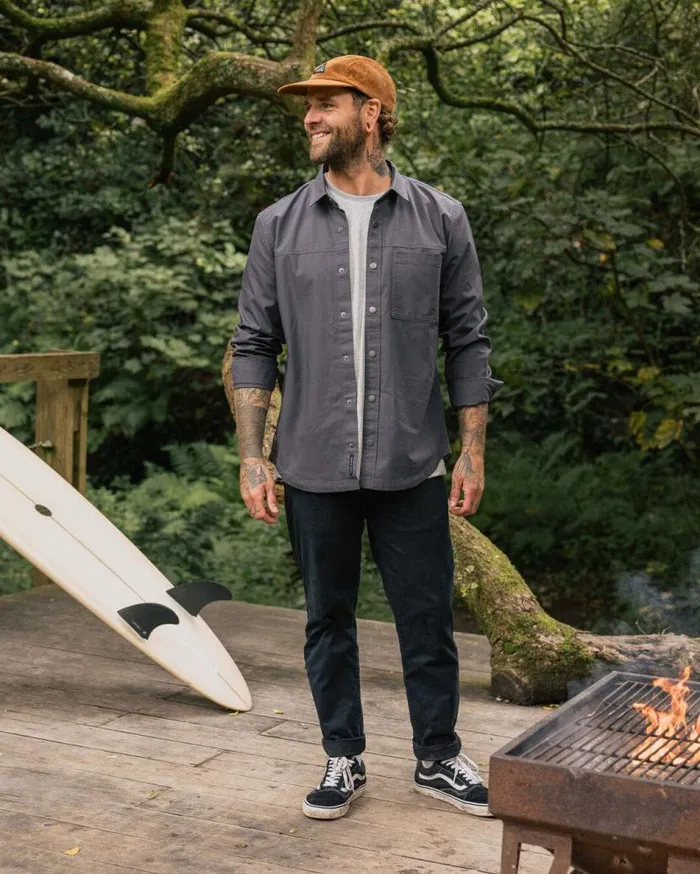 Men Tops Passenger Way Organic Cotton Ripstop Shirt Charcoal Charcoal