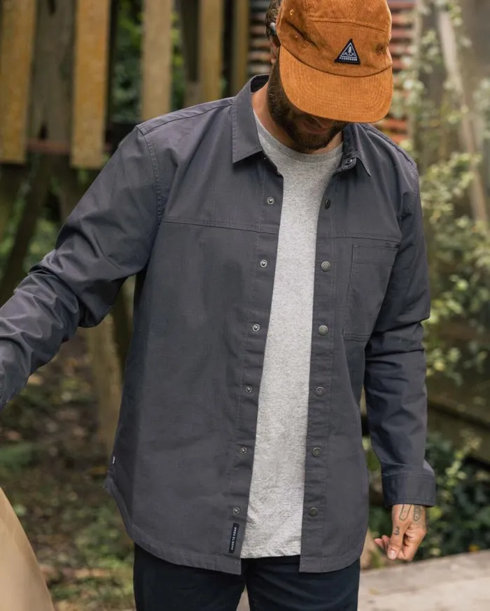 Men Tops Passenger Way Organic Cotton Ripstop Shirt Charcoal Charcoal