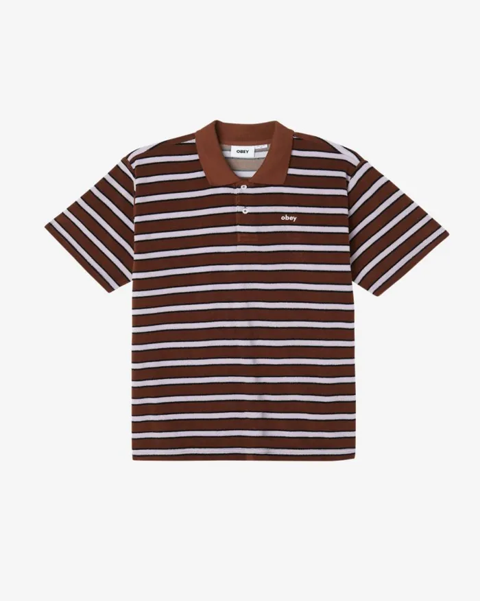 Men UNI TERRY CLOTH POLO Sepia Multi OBEY Clothing TOPS