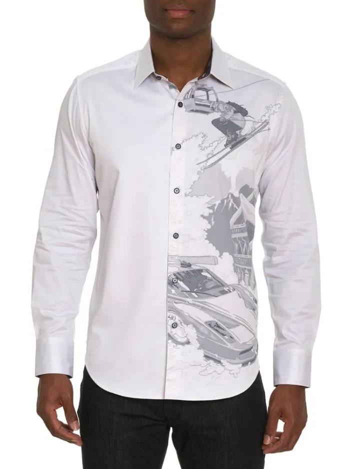 Men WHAT A TRIP LONG SLEEVE BUTTON DOWN SHIRT White Robert Graham Button Down Shirts