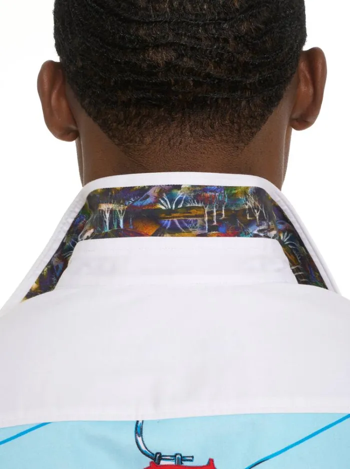 Men WHAT A TRIP LONG SLEEVE BUTTON DOWN SHIRT White Robert Graham Button Down Shirts