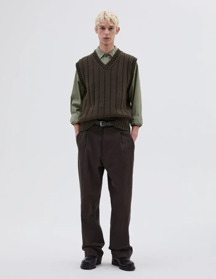 Men Wide Leg Chino Ebony Margaret Howell Trousers