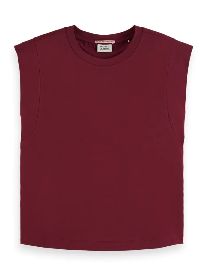 Mercerised Tshirt With Shoulder Detail Bordeaux Women Scotch and Soda Tops and TShirts