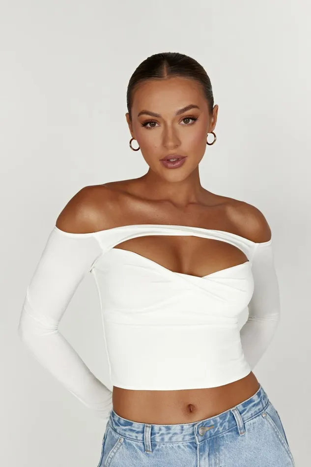 Meshki Bachelorette Ceri Off Shoulder Long Sleeve Top 8211 White White 8211 Women