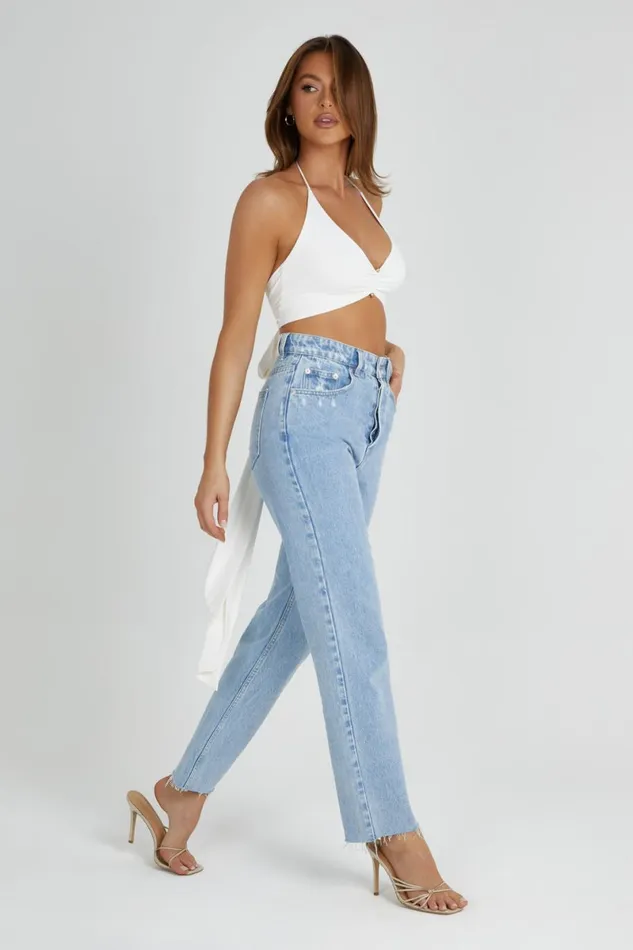 Meshki Bachelorette Kasia Recycled Nylon Pin Detail Wrap Top 8211 White White 8211 Women