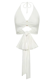 Meshki Bachelorette Kasia Recycled Nylon Pin Detail Wrap Top 8211 White White 8211 Women