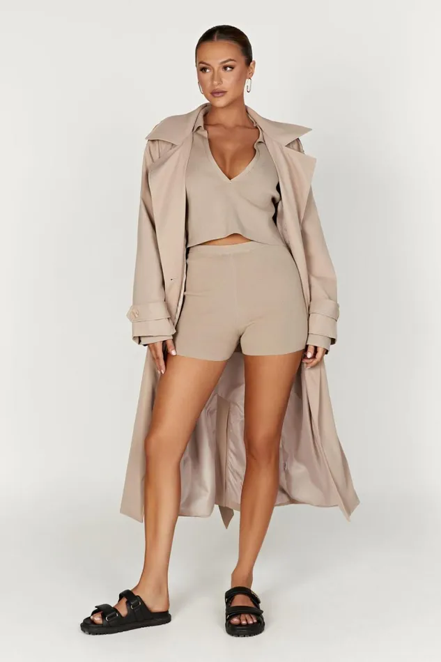 Meshki Basic Bottoms Orla Knit Shorts 8211 Taupe Taupe 8211 Women