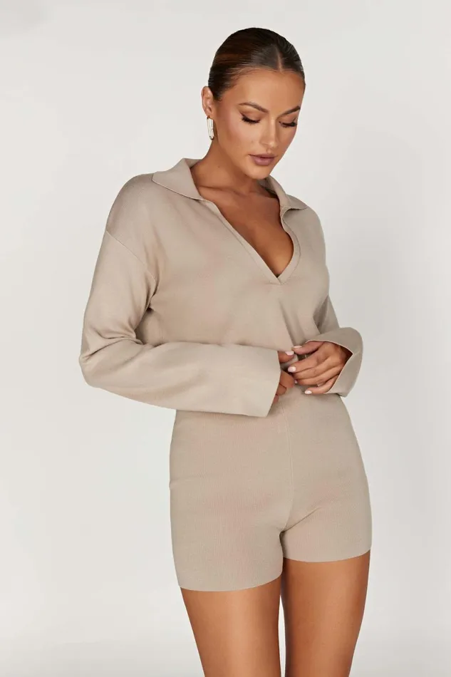 Meshki Basic Bottoms Orla Knit Shorts 8211 Taupe Taupe 8211 Women
