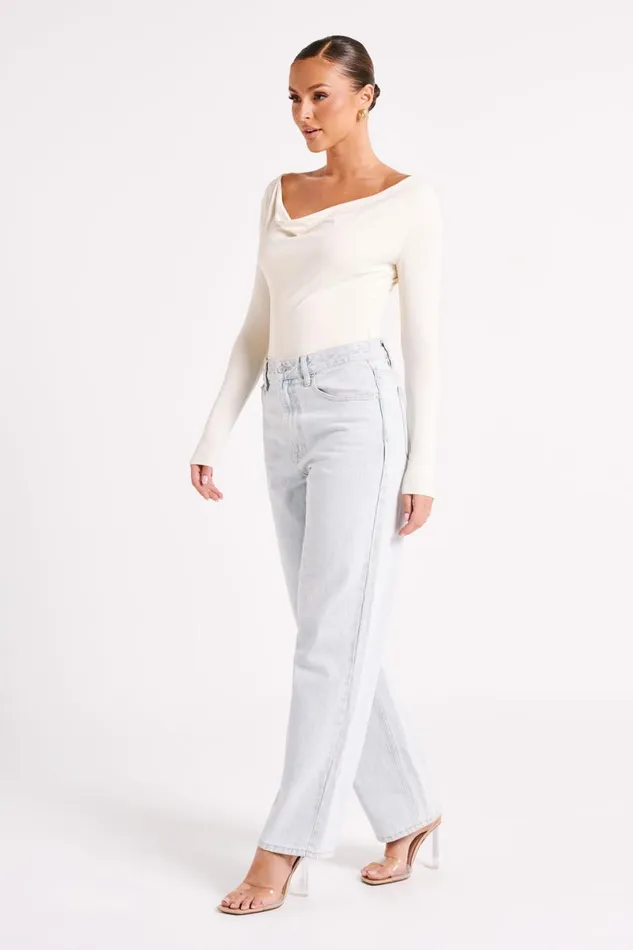 Meshki Basic Tops Eviana Recycled Nylon Draped Bodysuit 8211 Sand Sand 8211 Women