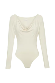 Meshki Basic Tops Eviana Recycled Nylon Draped Bodysuit 8211 Sand Sand 8211 Women