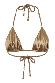 Meshki Bikini Tops Sachi Triangle Bikini Top With Braided Ties 8211 Bronze Bronze 8211 Women