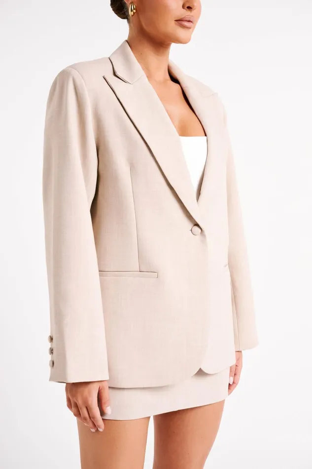 Meshki Blazers Drew Oversized Textured Blazer 8211 Natural Natural 8211 Women