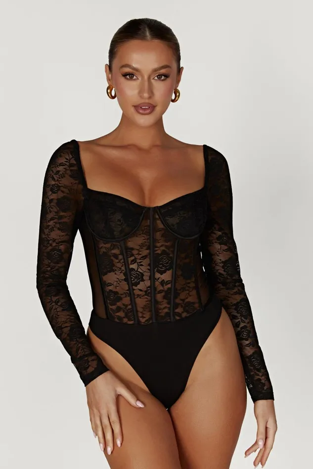 Meshki Bodysuits Cheryl Lace Bodysuit 8211 Black Black 8211 Women