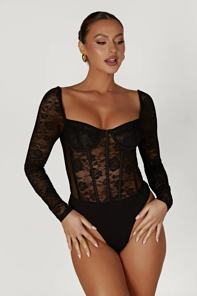 Meshki Bodysuits Cheryl Lace Bodysuit 8211 Black Black 8211 Women