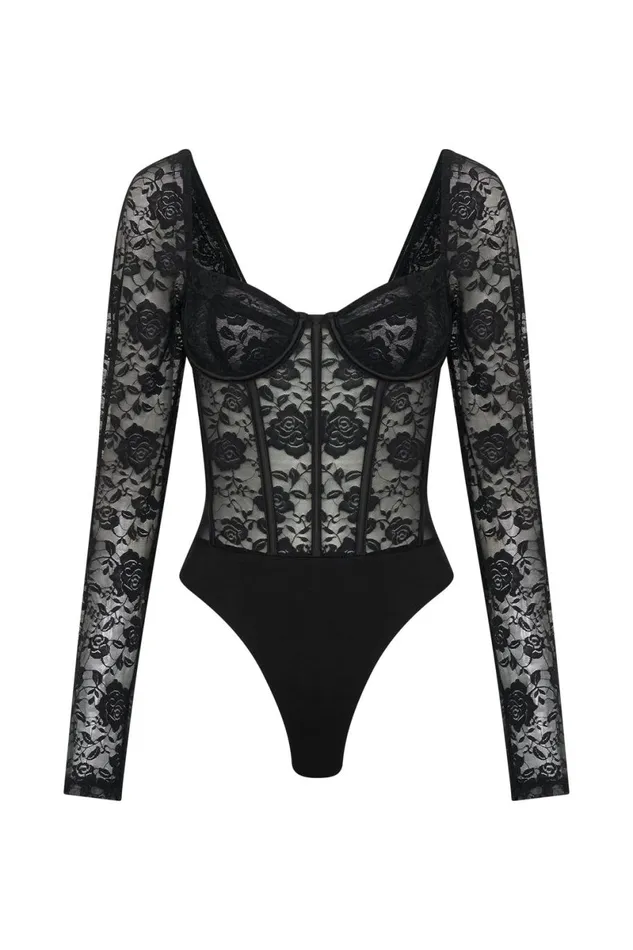 Meshki Bodysuits Cheryl Lace Bodysuit 8211 Black Black 8211 Women