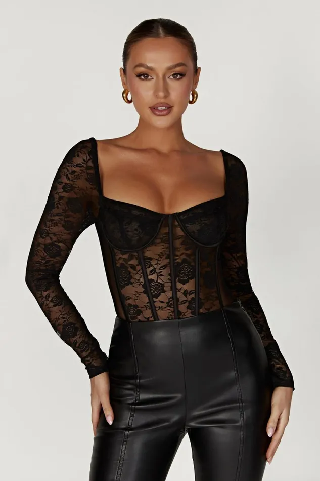 Meshki Bodysuits Cheryl Lace Bodysuit 8211 Black Black 8211 Women