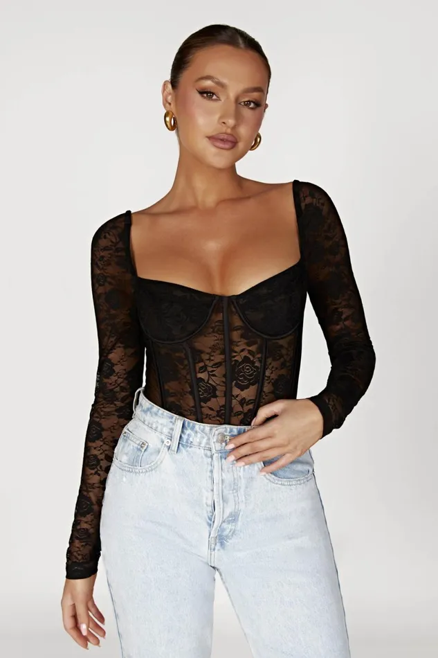 Meshki Bodysuits Cheryl Lace Bodysuit 8211 Black Black 8211 Women