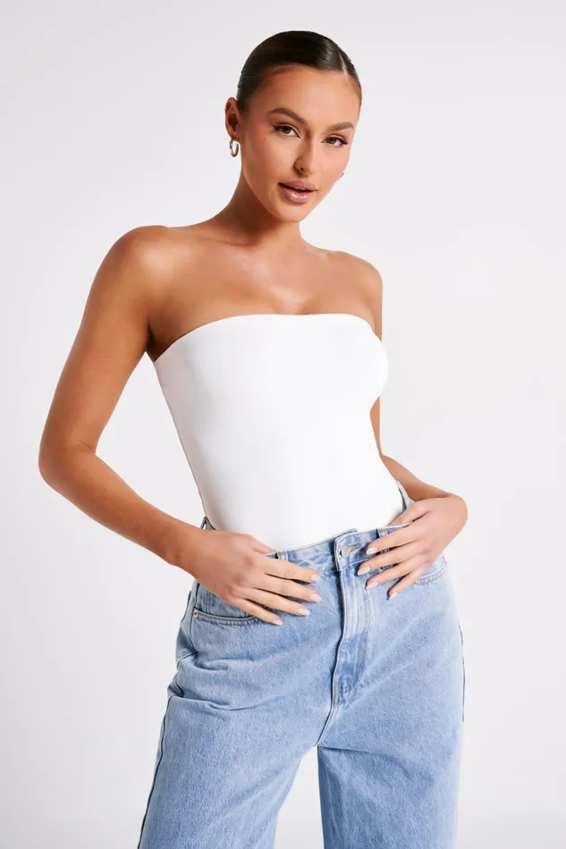 Meshki Bodysuits Leighton Recycled Nylon Strapless Bodysuit 8211 White White 8211 Women Meshki Bodysuits Leighton Recycled Nylon Strapless Bodysuit 8211 White White 8211 Women