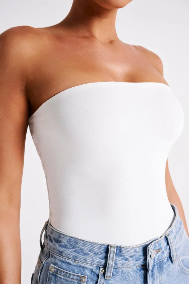 Meshki Bodysuits Leighton Recycled Nylon Strapless Bodysuit 8211 White White 8211 Women Meshki Bodysuits Leighton Recycled Nylon Strapless Bodysuit 8211 White White 8211 Women