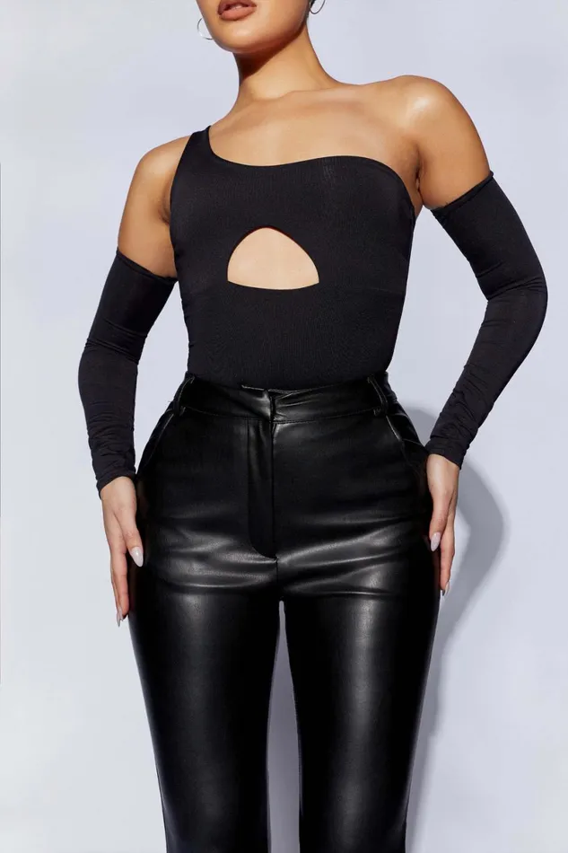 Meshki Bodysuits Lexi One Shoulder Cut Out Bodysuit 8211 Black Black 8211 Women