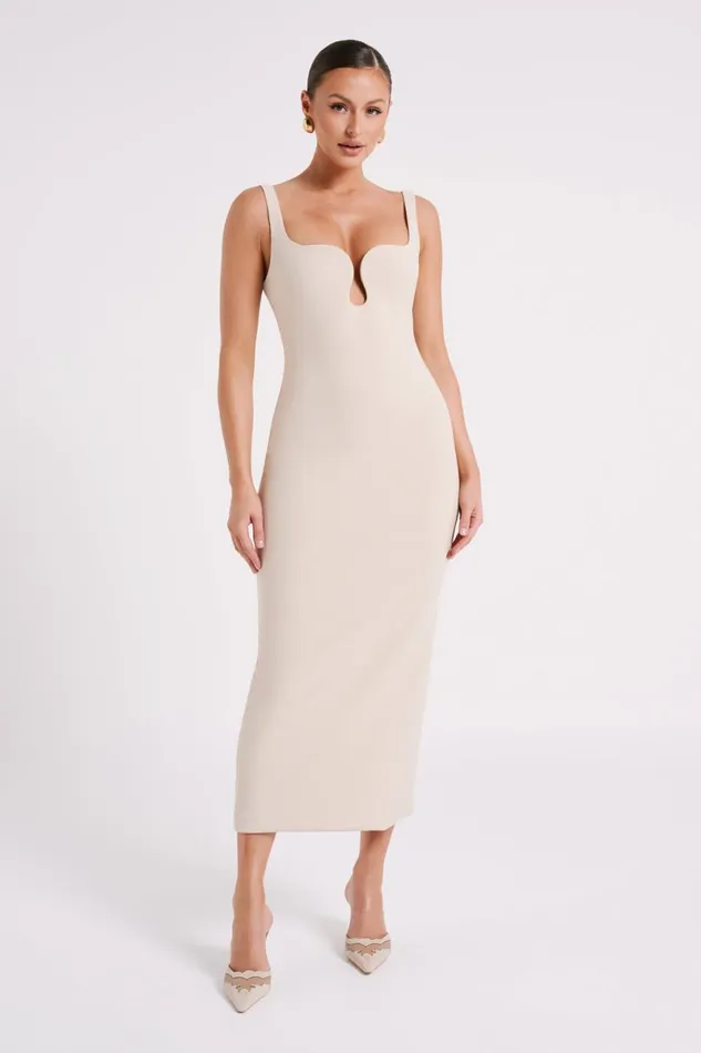 Meshki Bridesmaids Dimi Scoop Neck Midi Dress 8211 Cream Cream 8211 Women