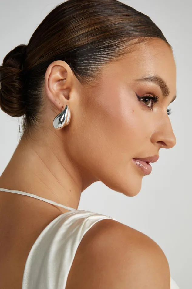 Meshki Bridesmaids Zadie Double Teardrop Earrings 8211 Silver Silver 8211 Women