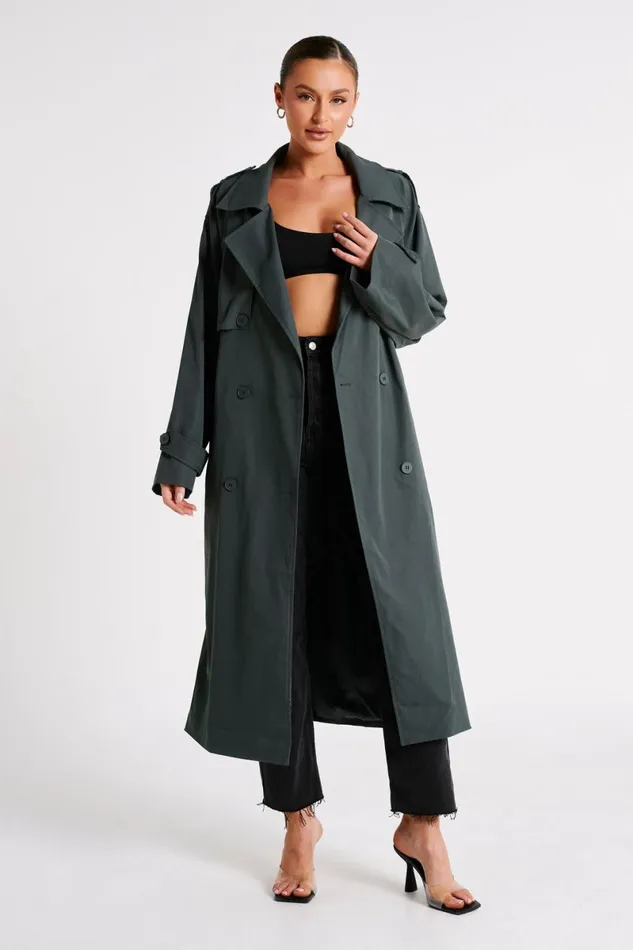 Meshki Coats and Jackets Andreas Oversized Trench Coat 8211 Charcoal Charcoal 8211 Women