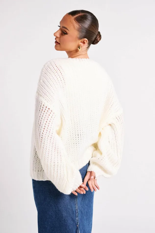 Meshki Coats and Jackets Irina Chunky Knit Cardigan 8211 Ivory Ivory 8211 Women