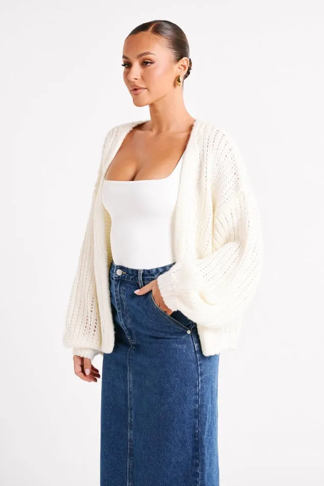 Meshki Coats and Jackets Irina Chunky Knit Cardigan 8211 Ivory Ivory 8211 Women