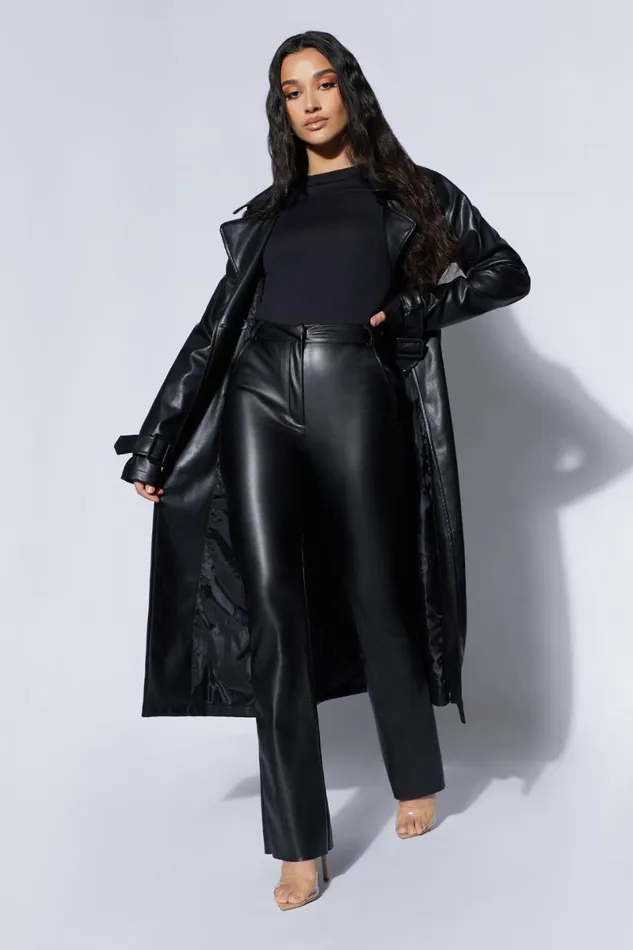 Meshki Coats and Jackets Isla Pu Trench 8211 Black Black 8211 Women