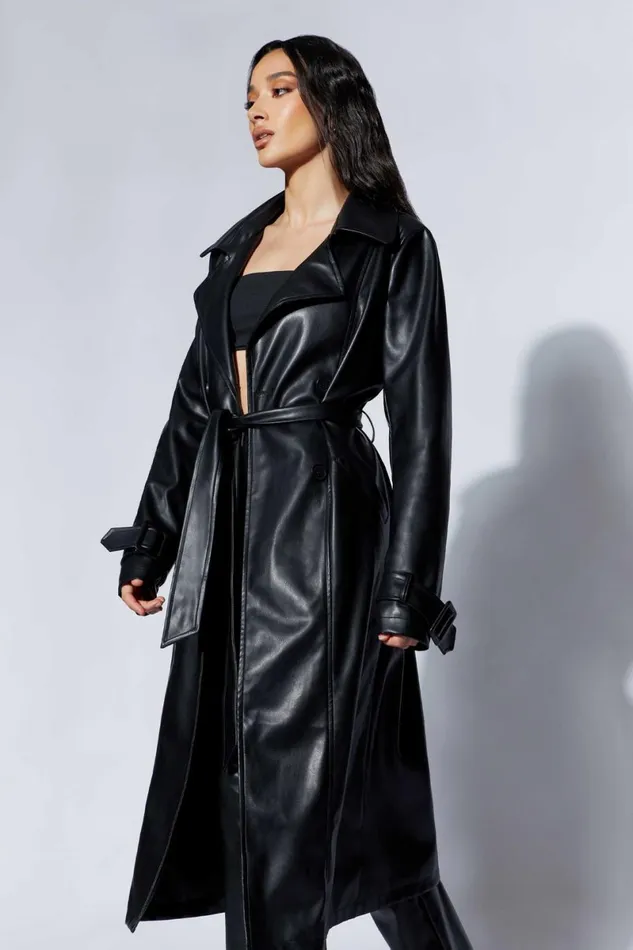 Meshki Coats and Jackets Isla Pu Trench 8211 Black Black 8211 Women