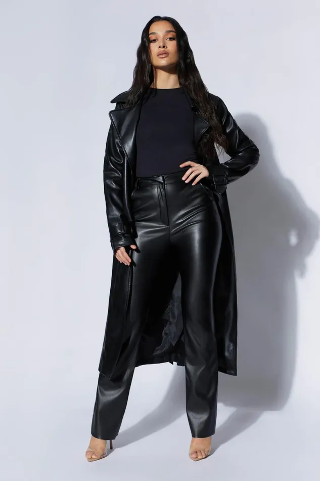 Meshki Coats and Jackets Isla Pu Trench 8211 Black Black 8211 Women