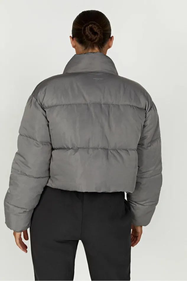 Meshki Coats and Jackets Myranda Recycled Cropped Puffer Jacket 8211 Charcoal Charcoal 8211 Women