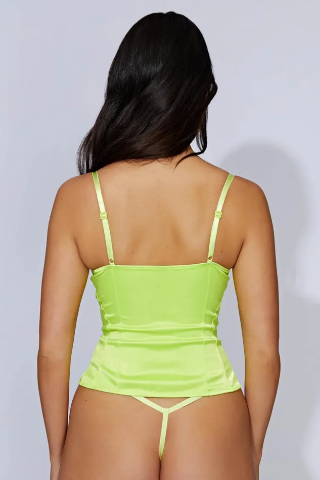 Meshki Corsets Claudia Lace Satin Bustier Corset 8211 Lime Green Limegreen 8211 Women Meshki Corsets Claudia Lace Satin Bustier Corset 8211 Lime Green Limegreen 8211 Women
