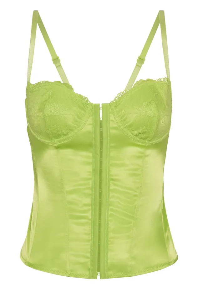 Meshki Corsets Claudia Lace Satin Bustier Corset 8211 Lime Green Limegreen 8211 Women Meshki Corsets Claudia Lace Satin Bustier Corset 8211 Lime Green Limegreen 8211 Women