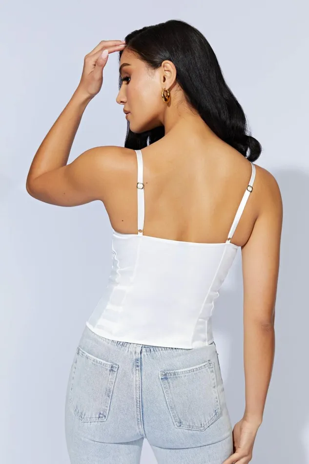 Meshki Corsets Claudia Lace Satin Bustier Corset 8211 White White 8211 Women