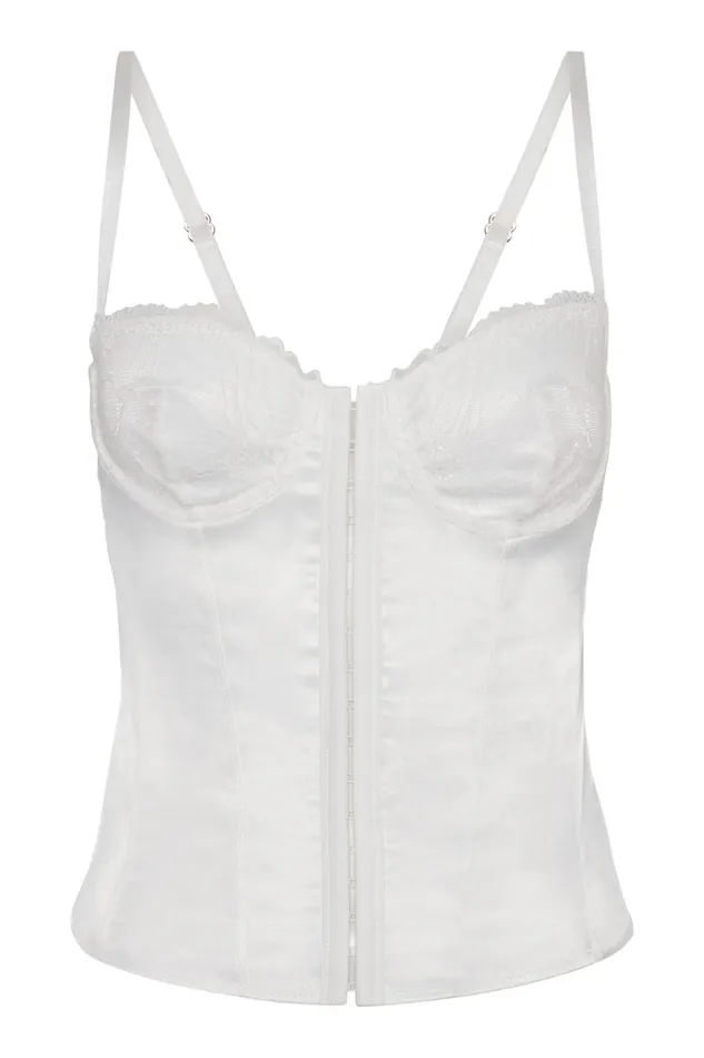 Meshki Corsets Claudia Lace Satin Bustier Corset 8211 White White 8211 Women