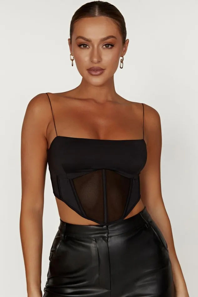 Meshki Corsets Jada Mesh Corset Bustier 8211 Black Black 8211 Women