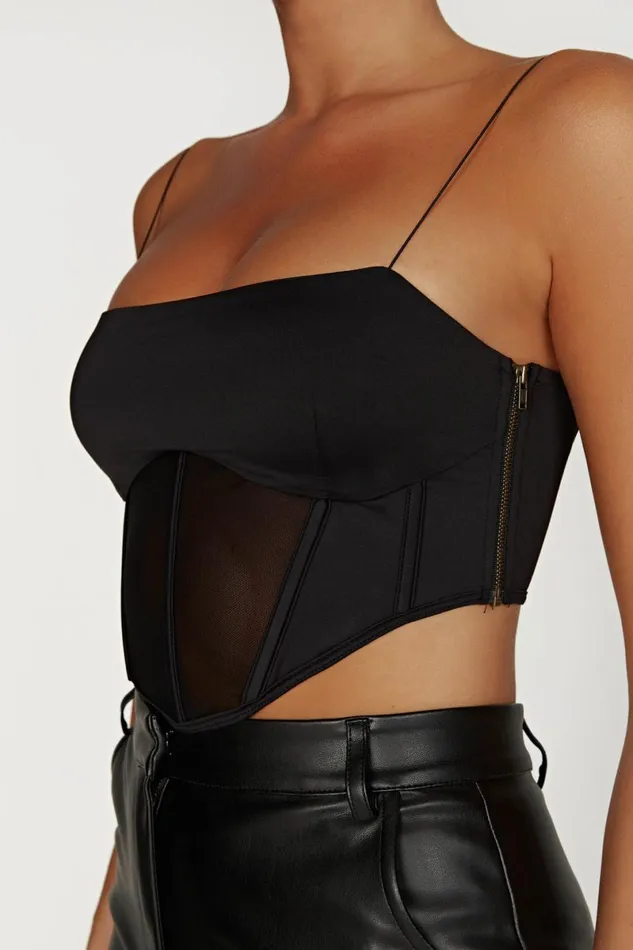 Meshki Corsets Jada Mesh Corset Bustier 8211 Black Black 8211 Women