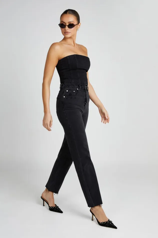 Meshki Corsets Jordana Denim Tube Top 8211 Washed Black Washedblack 8211 Women