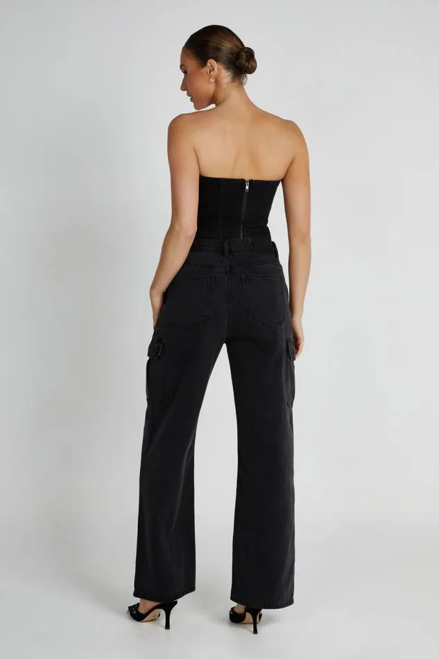 Meshki Corsets Jordana Denim Tube Top 8211 Washed Black Washedblack 8211 Women