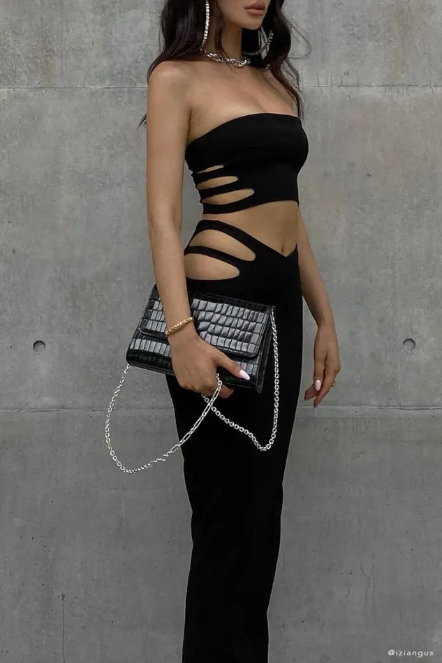 Meshki Crop Tops Audrina Cut Out Bandeau Top 8211 Black Black 8211 Women
